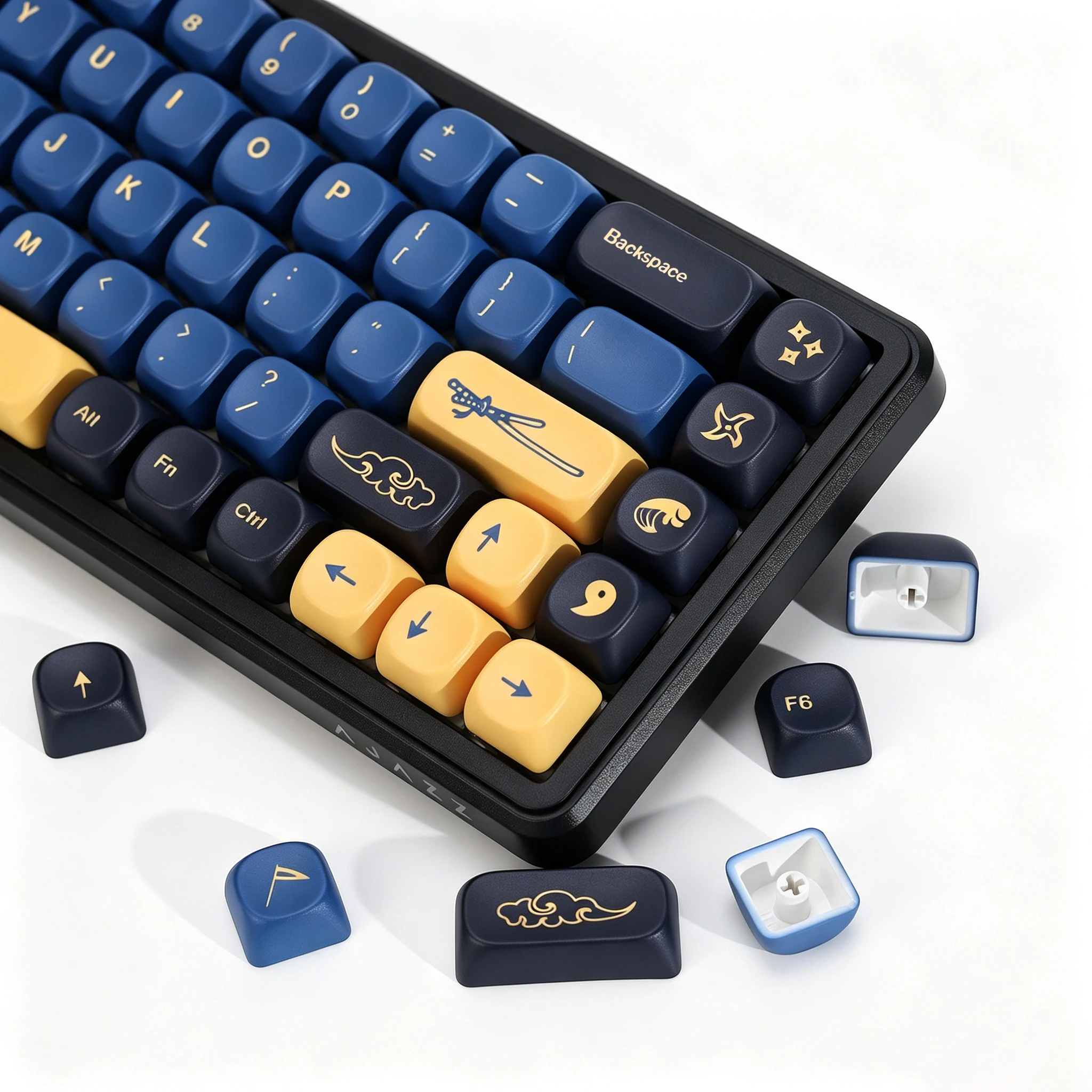 KBDiy GMK Blue Samurai Keycap Retro KOA MOA PBT Keycaps ISO Custom