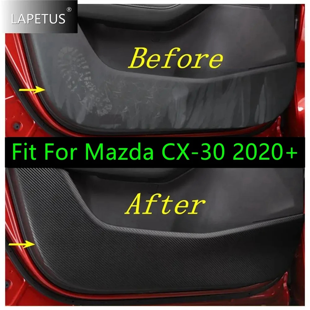 

Door Anti Kick Pad Side Edge Mat Protection Film PU Leather Carbon Fiber Stickers For Mazda CX-30 2020 - 2023 Car Accessories