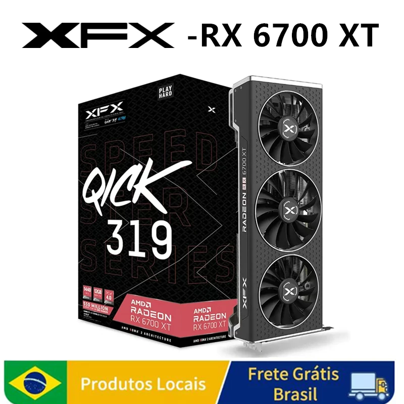 يتم الشحن من مستودع البرازيل XFX RX 6700 XT 12GB GPU بطاقة الرسومات Radeon AMD RX6700 XL 10GB بطاقة فيديو لألعاب الكمبيوتر #1