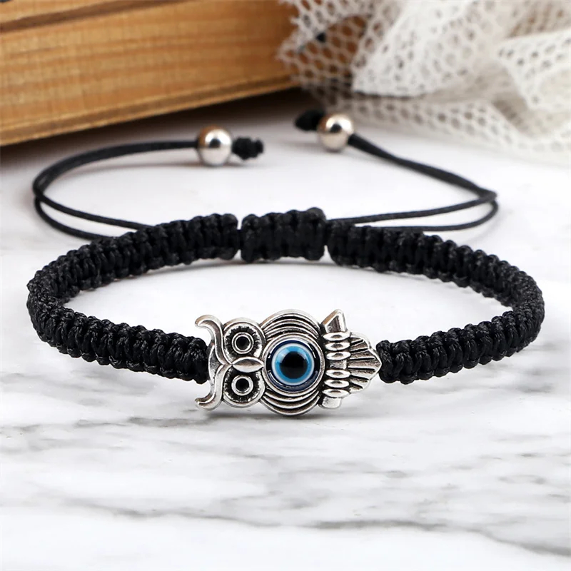 Adjustable Lucky Evil Eye Bracelet for Women Men Handmade Red String Thread Rope Owl Charm Braided Bracelets Friendship Jewelry