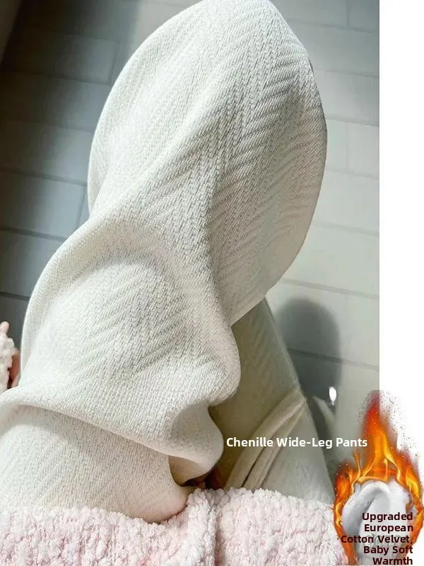Calças de Perna Larga Forradas com Fleece Plus Size para Homens e Mulheres, Corte Reto, Roupa Casual de Outono Inverno, Padrão Ain