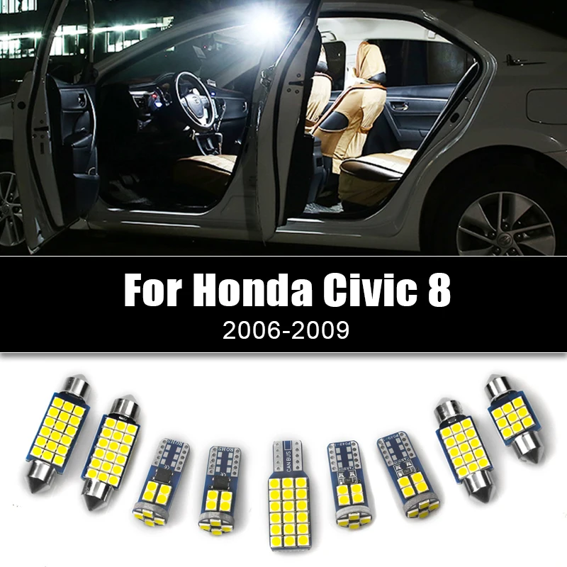 Auto LED Bulbs For Honda Civic 8 2006 2007 2008 2009 FK FD Canbus 2010 2011 Car Interior Reading Lamps Trunk Lights Accessories