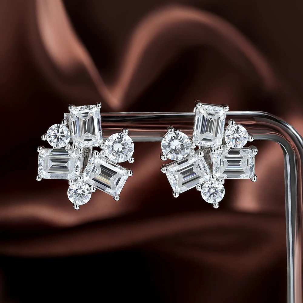 8.2cttw Baguette and Round Moi - đánh giá và giá Cluster Stud Ear