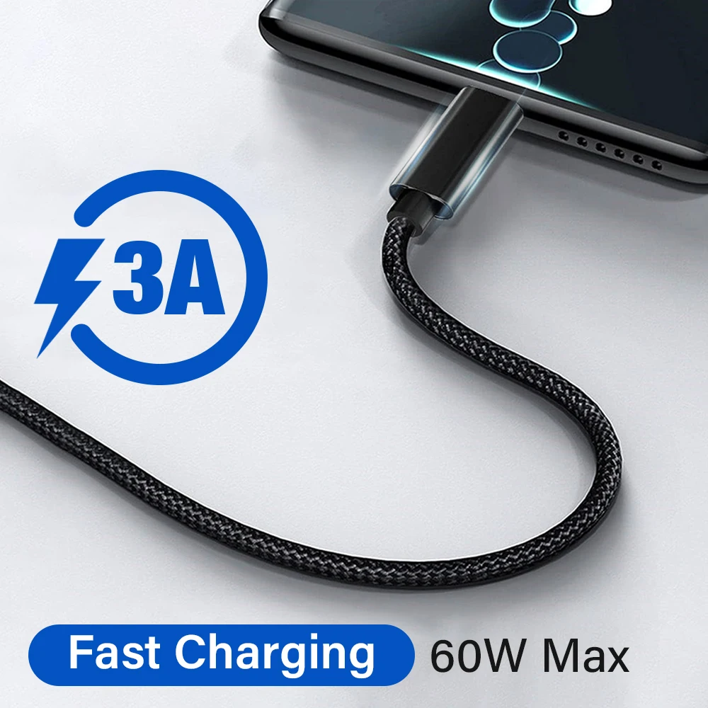 3A USB C Cable for iPhone 15 Pro max USB3.2 Gen2 60W Fast Charging USB A to Type C Data Cord for Xiaomi Samsung MacBook iPad 3m