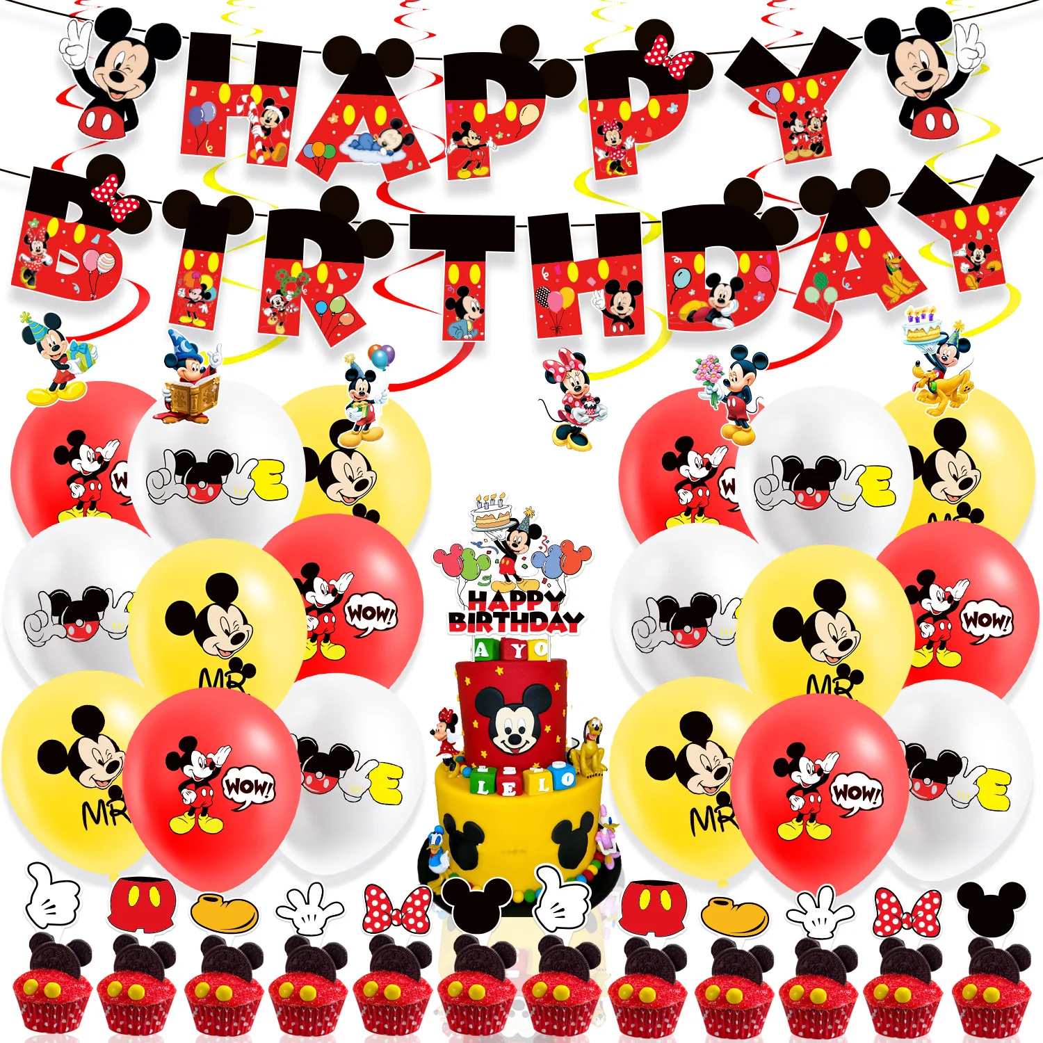 

Disney Mickey Classic Cartoon Theme Birthday Party Supplies Festivel Baby Shower Party Decoration Ballon Set Tableware Kid Favor