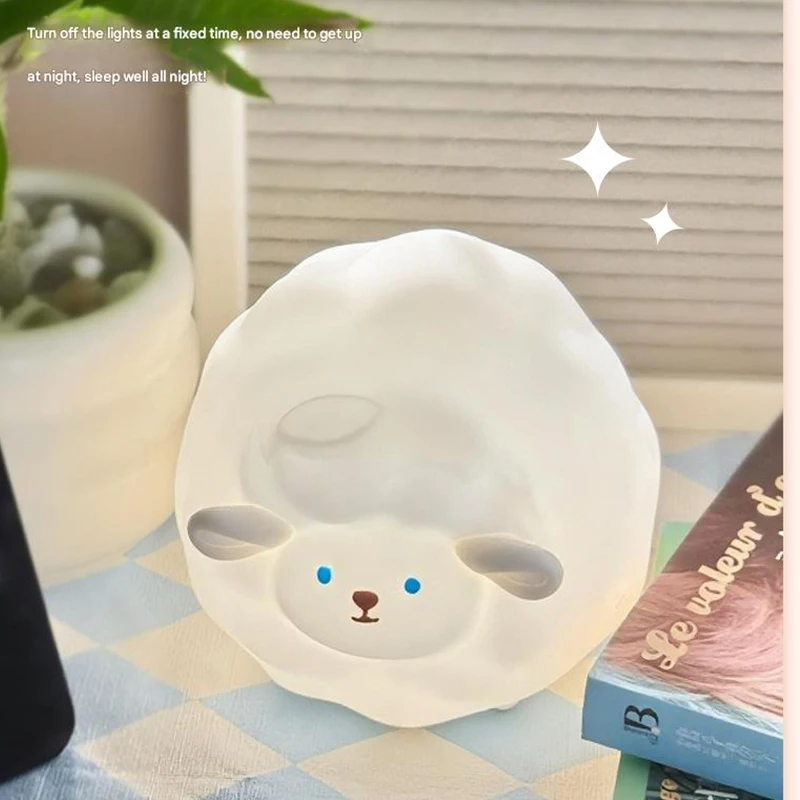 

Sheep Night Light Rechargeable Dimmable Timer Silicone LED Nightlight Baby Nursery Touch Squishy Lamp Cute Gift for Bedroom Home