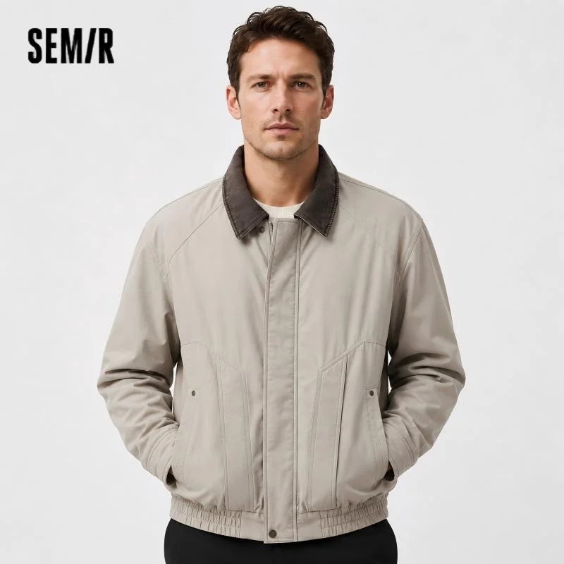 Cappotto in cotone Semir da uomo Giacca bomber in due pezzi finta Patchwork Denim Risvolto 2025 Nuovo abbigliamento invernale da uomo oversize