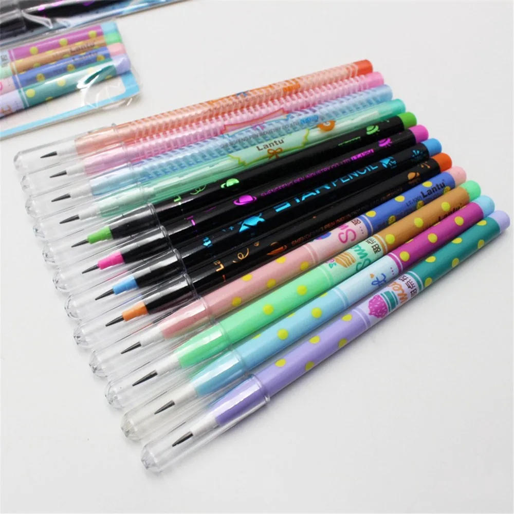 4/16PCS Colorful Non-sharpening Pencils Cute Cartoon Students Writing Pens School Stationery Pencil for Kids Office Supplies