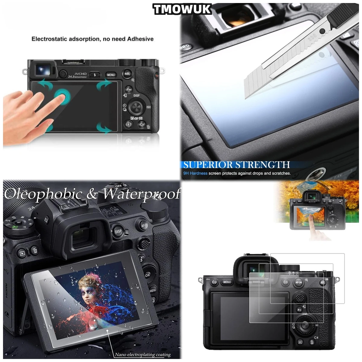 

For A7RII A7RIII A7R4 A7R4A A7SMII A7RMII A7MII A7MIII, Oleophobic Coating Screen Protector, Smudge Free