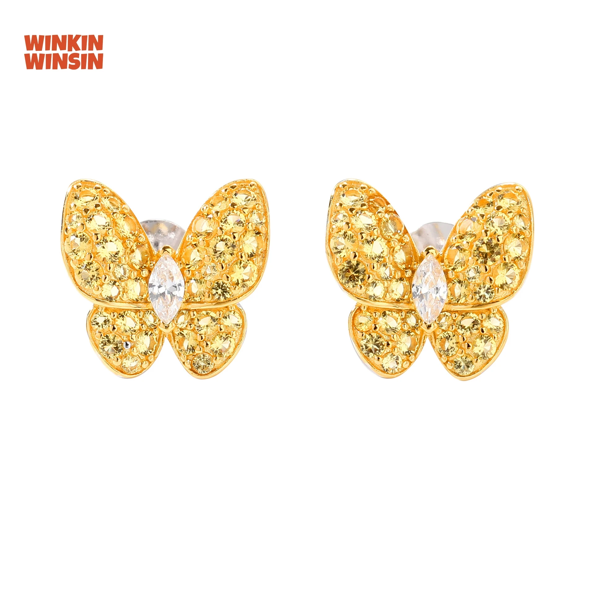 

WINKIN WINSIN Brand MST 18k Gold Plated Jewelry Full Diamond Camellia Flower Earring For Woman 925 Sterling Silver Stud Earrings