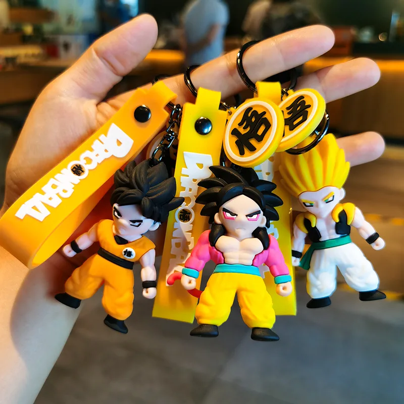 Gantungan Kunci Anime Dragon Ball Super Saiyan Son Goku Action Figure PVC Gantungan Kunci Tas Liontin