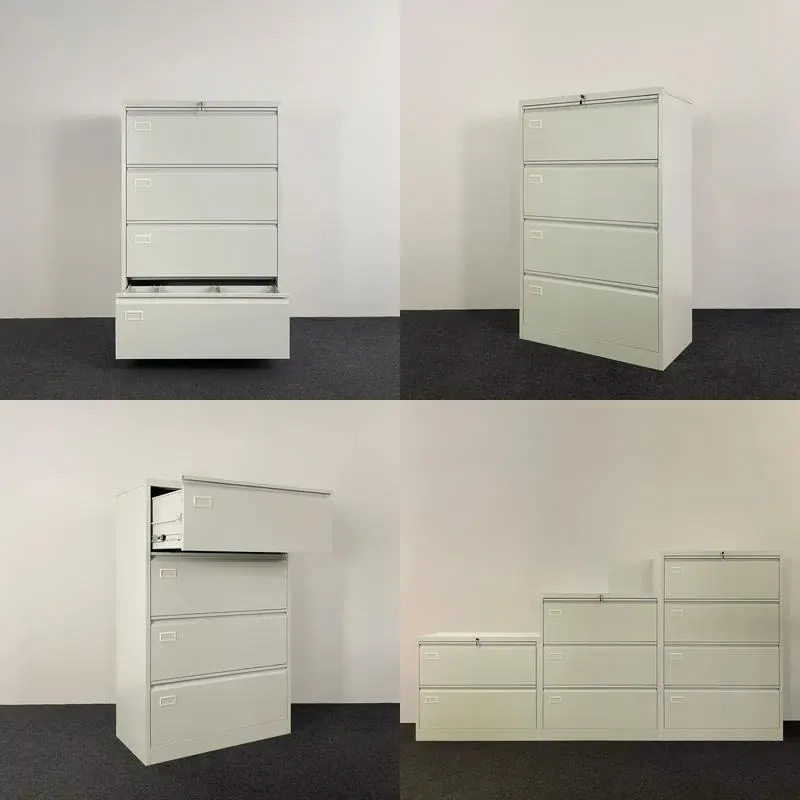 White Metal Office Cabinet with 4 Drawers Vertical Side File Storage for Documents