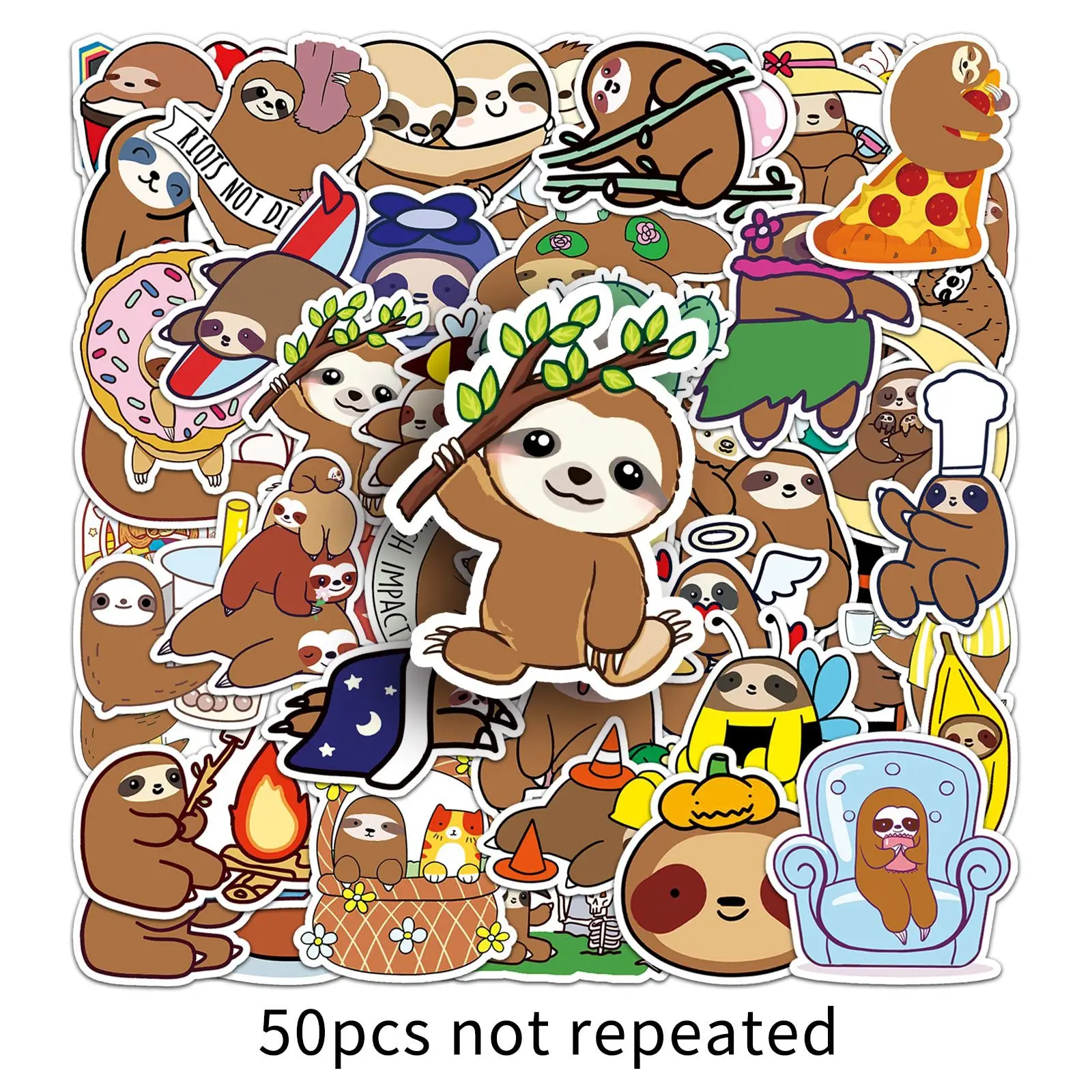 สติกเกอร์ลายการ์ตูนสลอธสุดน่ารัก 10/50 ชิ้น สติกเกอร์กราฟฟิตี้สุดฮา สร้างสรรค์ สำหรับตกแต่งสกู๊ตเตอร์ แก้วน้ำ เคสมือถือ กันน้ำ ของเล่น