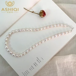 ASHIQI nuova collana di perle d'acqua dolce naturale 925 gioielli di moda con fibbia in argento Sterling per ragazze