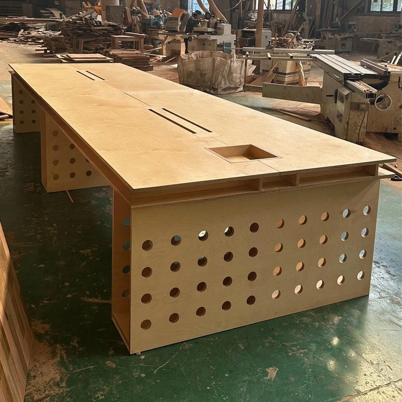 

Ocean board desk desk, solid wood hole table, workbench birch board table