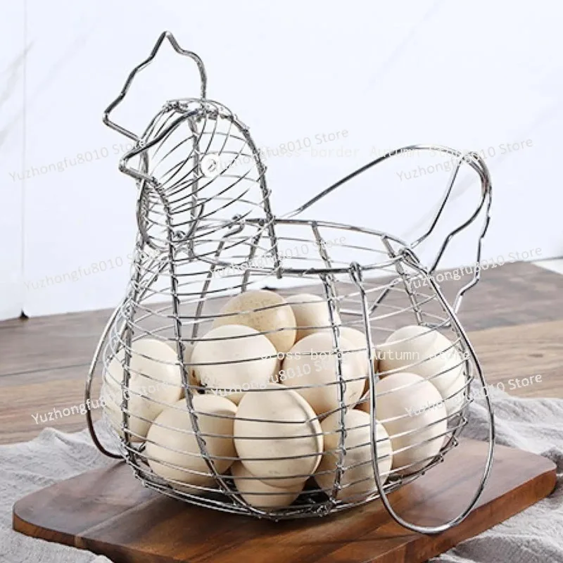 Iron Chicken Shaped Egg Basket Food Vegetables Rack For Home Dining Table Kitchen Home Egg Cage Container Storage Box