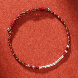 Tibetan Buddhist Bracelets for Women and Men Handmade Bamboo Braided Red String Bracelet Adjustable Luck Faith Couple Friendship