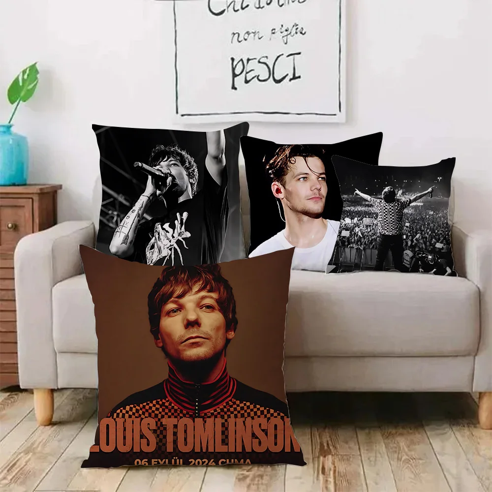 Capa de almofada de pelúcia com impressão curta e dupla face para a decoração do sofá, bonito l-louis hot singer t-tomlinsons