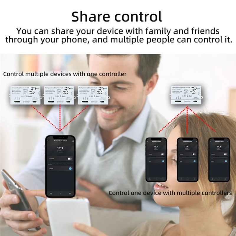 ABMF-Tuya Wi-Fi Датчик температуры и влажности с зондом для точной регулировки окружающей среды