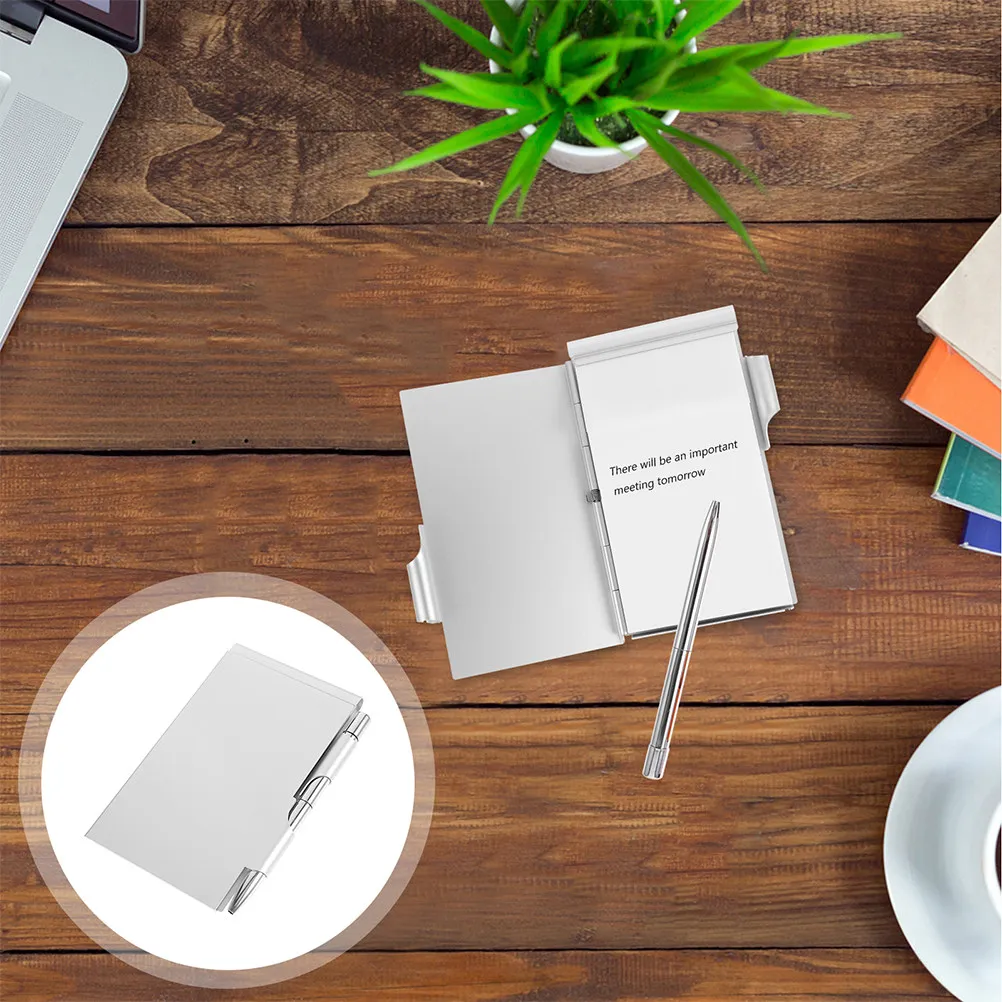 Metal Portable Metal Notepad With Pen For Notepad For Office Travel Premium Aluminum Mini Compact Pocket-sized