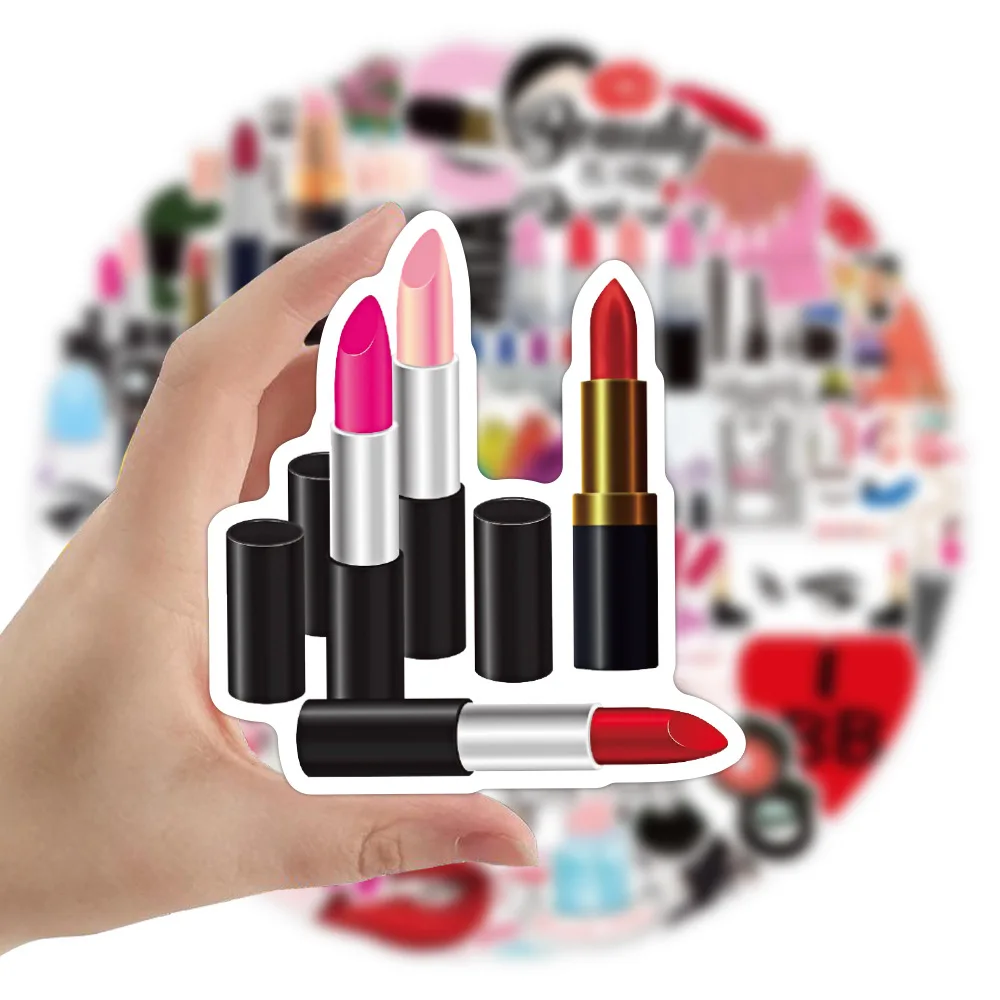 10/30/50PCS ragazze rossetto cosmetico adesivo personalità del fumetto Graffiti decorazione Scrapbook custodia per telefono portatile decalcomania impermeabile