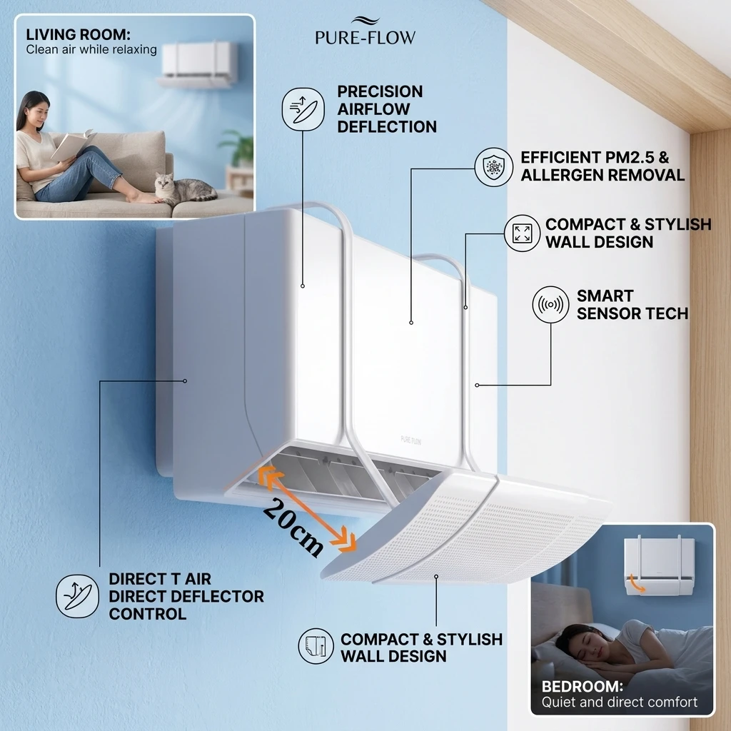 Anti-Direct Blowing Air Conditioning Wind Deflector Wall-Mounted Outlet Baffle Hanging Conditioning Guide Cover