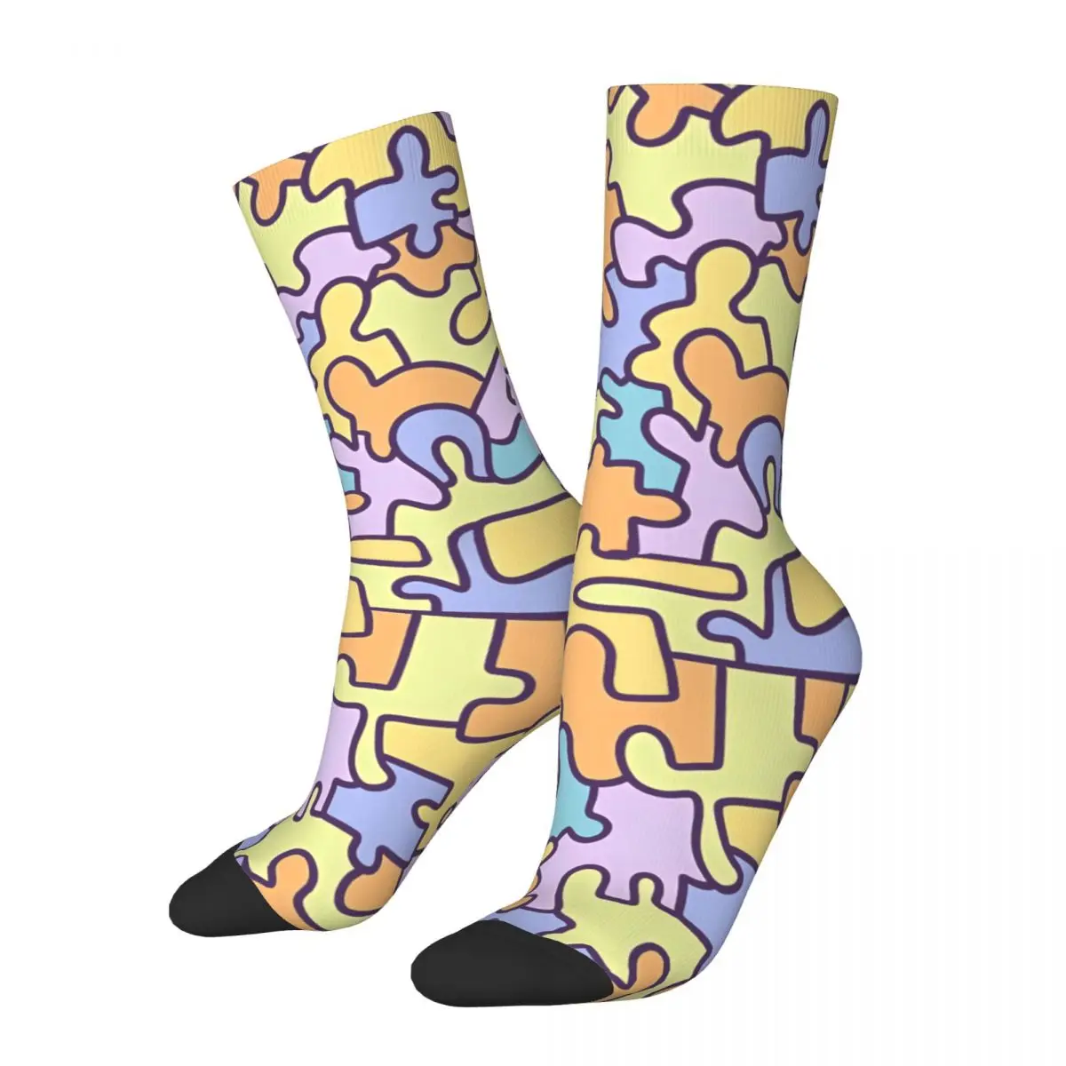 

Happy Men's Socks Puzzle Puzzle! Vintage Harajuku Jigsaw Puzzle Street Style Novelty Pattern Crew Crazy Sock Gift Printed