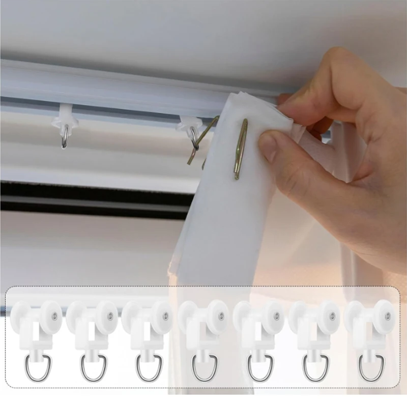 Ceiling Curtain Rail Track Glider Sliding Curtain Track Hook Drapery Rail Roller Carrier Shower Curtain Pulley Window Accessory