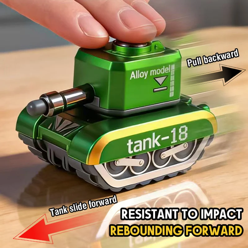 Alloy Pull Back Mini Tank Car Toy with Rotatable Turret & Projectile Launcher Desktop Ornament Collectible Birthday Gift