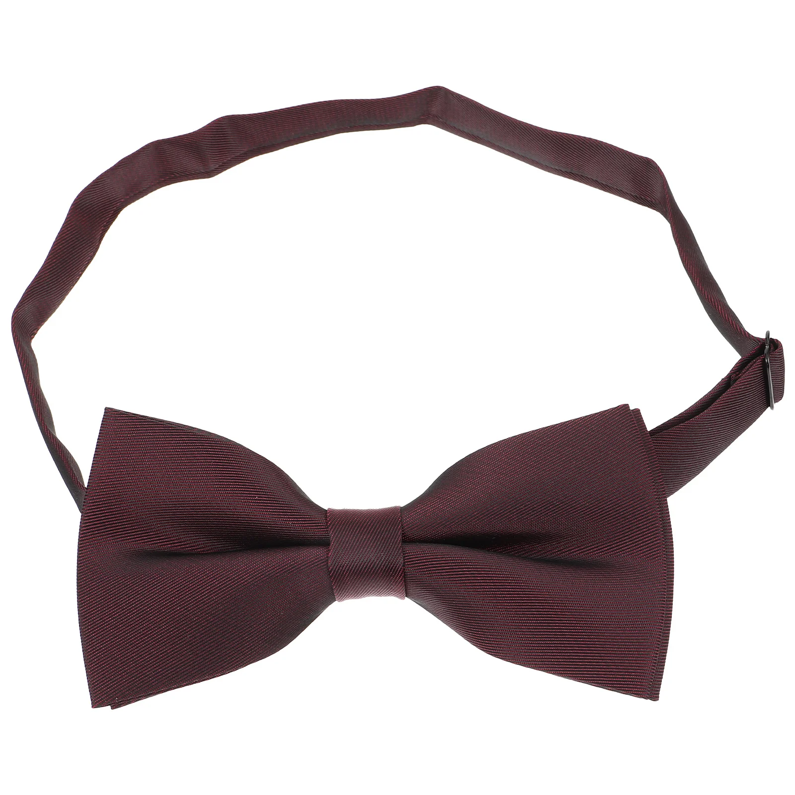 Men Bow Tie Pre-Tied Solid Color Burgundy Double Layer Adjustable Length for Wedding Prom Groom Party Formal Wear