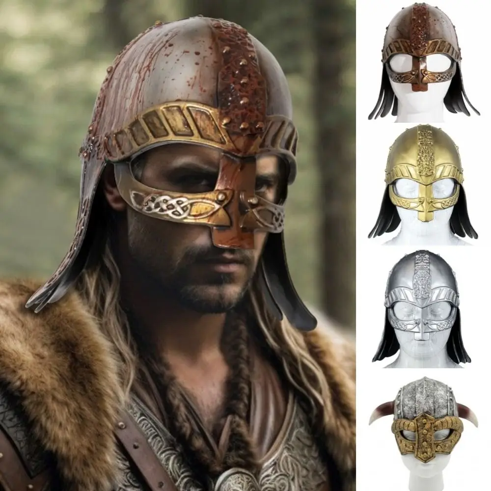 Vintage Viking Horn Hat Helmet Head Ornament Realistic Medieval Warrior Knight Hat Dress Up Renaissance Decorative Mask Headgear - view 6