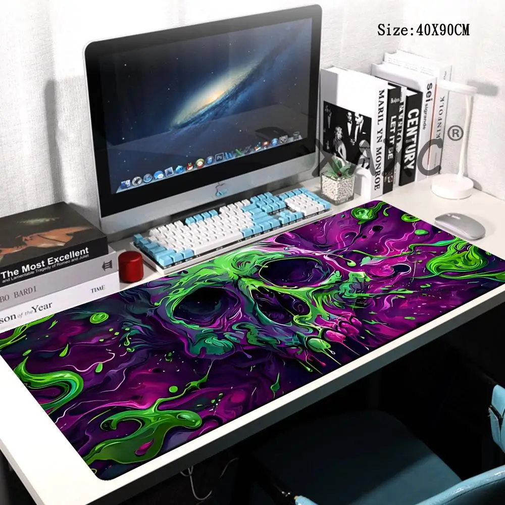 

Green and Purple Skull Gaming Mouse Pad Large HYBXAXC XXL Table Mat Anti-slip Keyboard Rug Laptop Desk Game Office Home Writing
