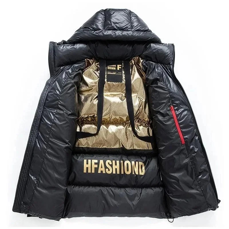 Winter Down Jacket Men Goose Coat For Waterproof Fashion Short Puffer Hood Black Luxury Brand Warm Feather