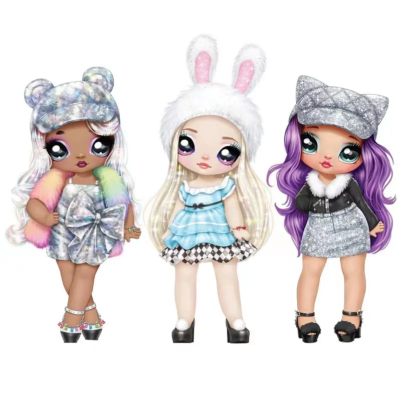 Na Na Na Surprise 2-in-1 Soft Fashion Doll Glam Series Alice Hops Chrissy Diamond with Metallic Purse Girl Dressing Toy Kid Gift