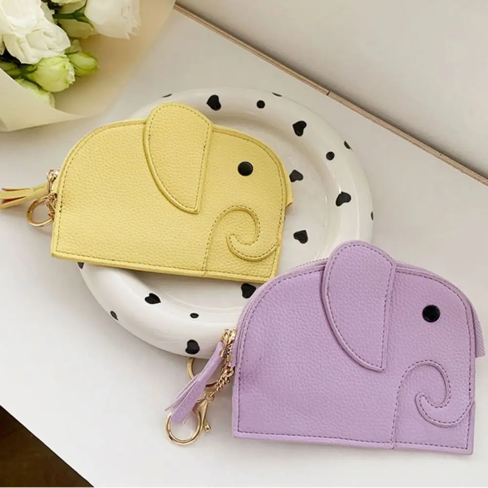 Zipper PU Leather Coin Purse Change Bag Card Bag PU Elephant Wallet Cute Card Holder Female