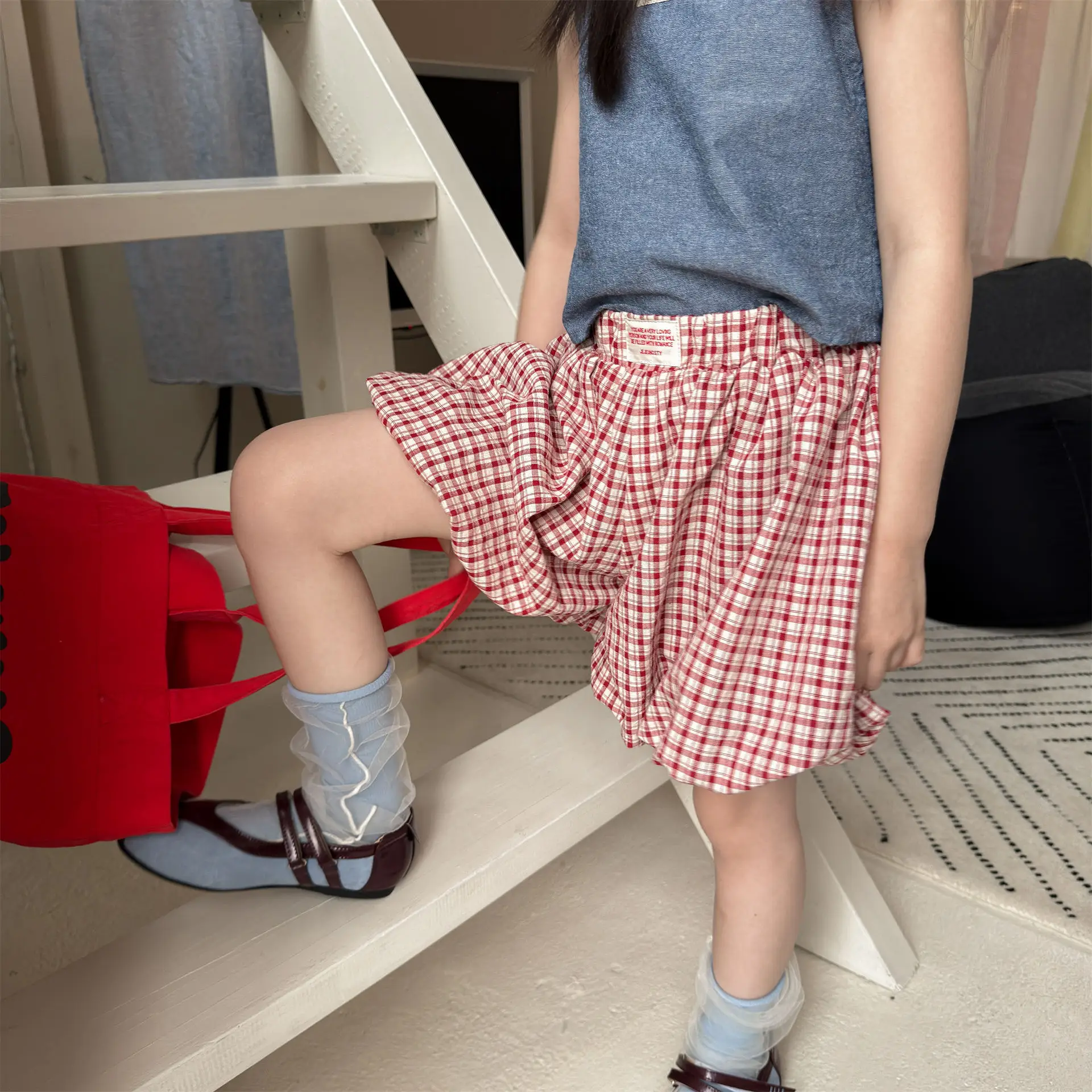 

2026 Summer New Girls Cute Plaid Culottes Children Casual Shorts Cotton Baby Girl Loose Shorts Kids Toddler Clothes