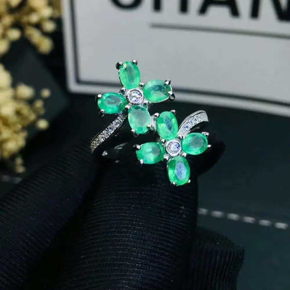 

Luxury Jewelry Designer 925 Sterling Silver Natural Emerald Ring Classic Fine Jewelry Women