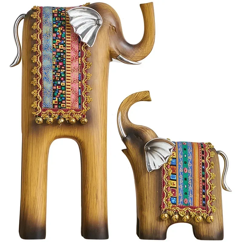 

Creative resin imitation wood ethnic, style elephant ornament living room, entrance bedroom coffee table, decoration soft