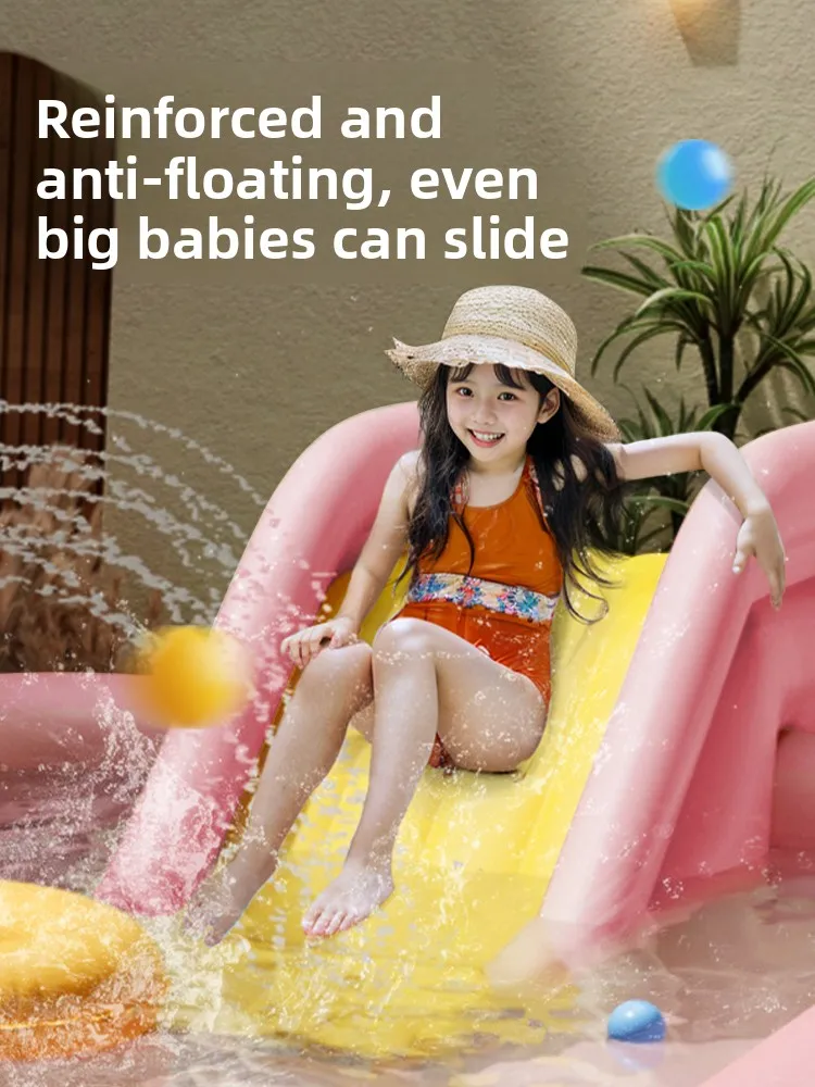 Inflatable Pool With Sunshade Slide Foldable Large Water Pool For Kids Adults Indoor Outdoor