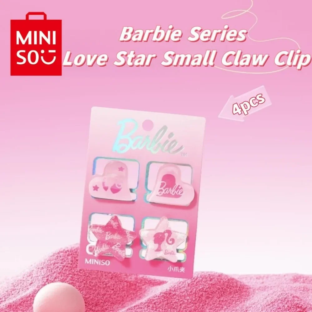 مينيسو-سلسلة باربي دبوس شعر للبنات ، نجمة القلب الكرتون الوردي ، اكسسوارات للشعر الموضة ، الجانب الانفجارات كليب ، هدية Y2K ، حقيقية ، 4 قطعة
