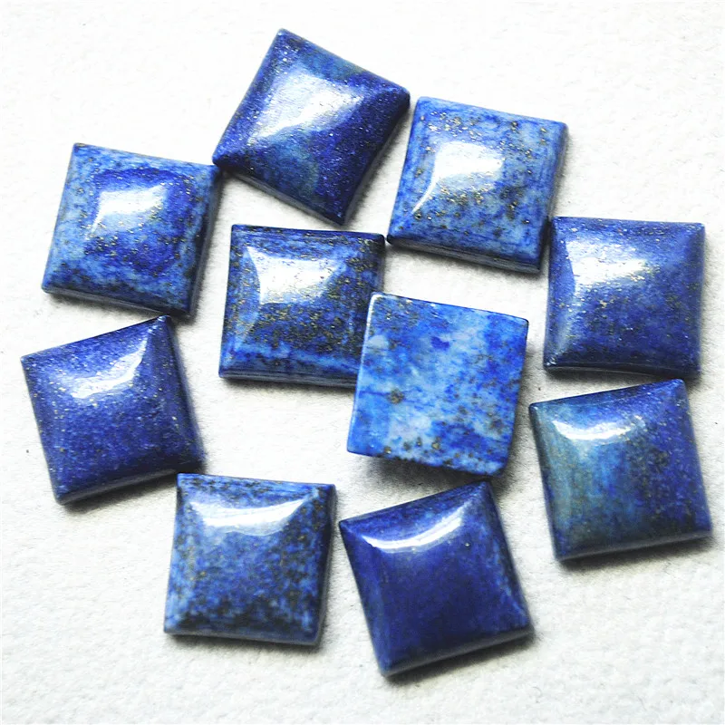 10PCS 14X14MM Square Shape Nature Lapis Lazuli Stone Cabochons For DIY Jewelry Designs And Accessories Hot Selling