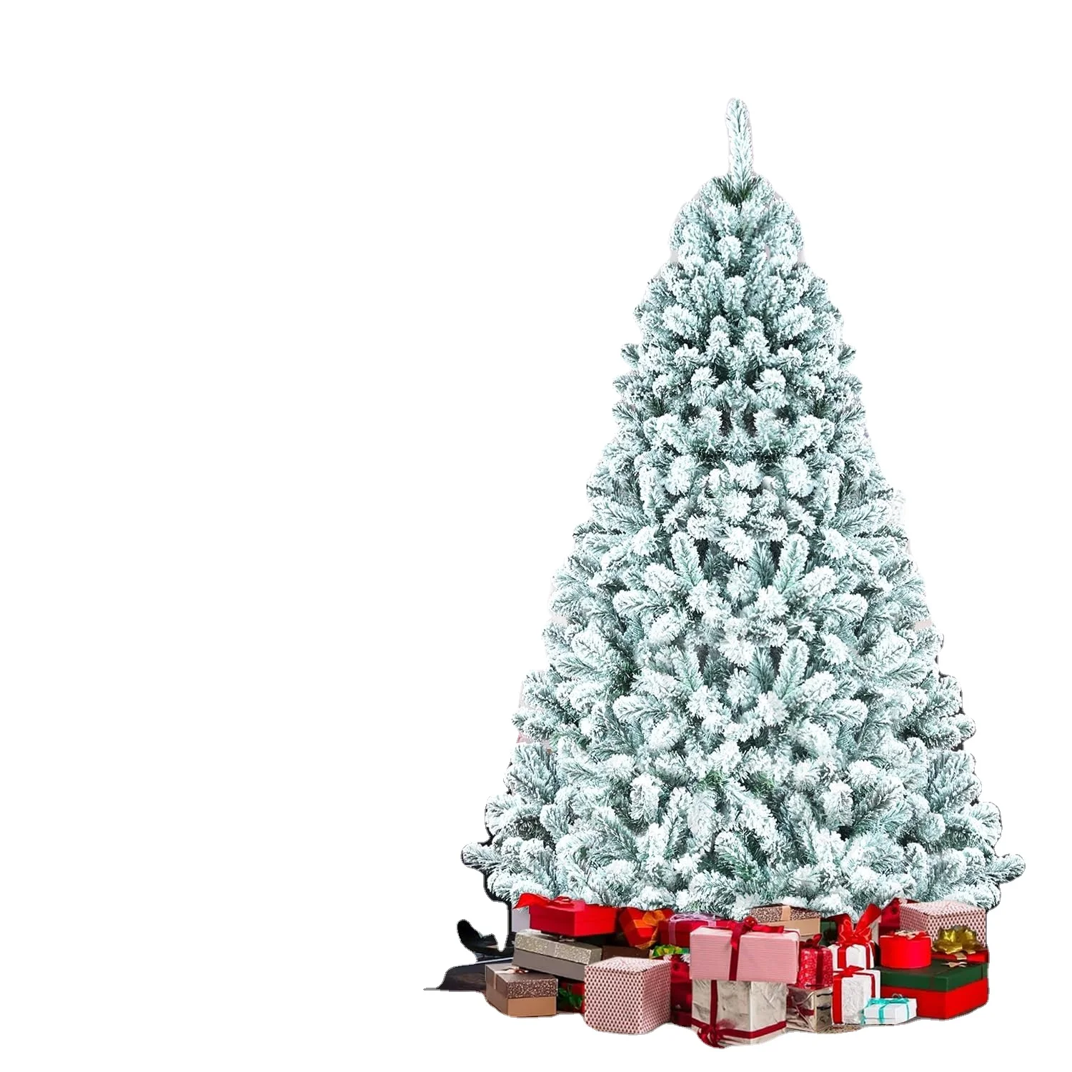 

9ft Snow Flocked Artificial Christmas Tree White Holiday Xmas Tree for Home Office for Holiday Party Decorations