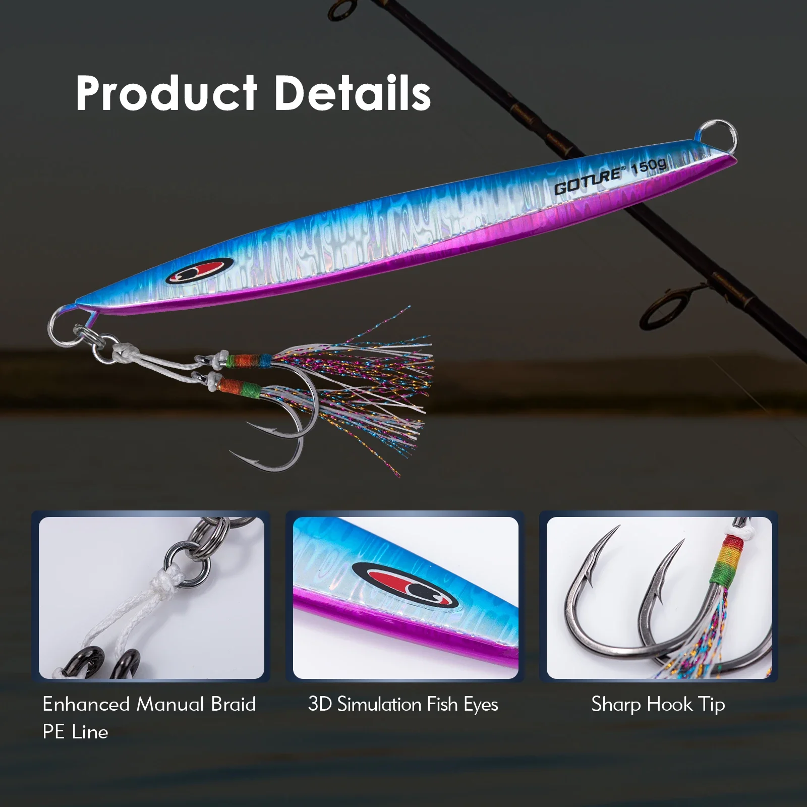 Goture 5 pz/lotto 80g 100g 150g Jig affondante veloce Jig Metal Jig Lure acqua di mare Jigging pesca richiamo duro esche da pesca attrezzatura da