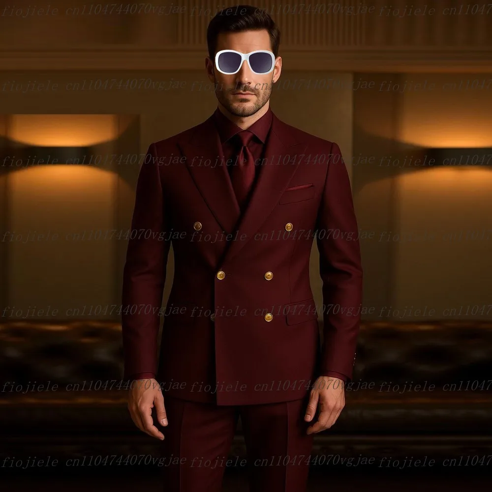 

Бордовый мужской костюм для торжественных случаев, свадебная вечеринка, жених, жених, деловой выпускной, мужские смокинги на заказ, комплект из 2 предметов, куртка, брюки
