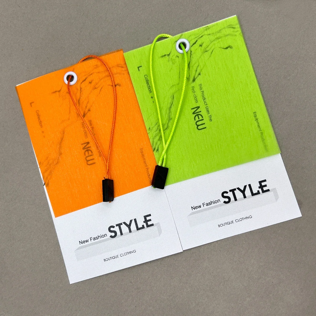 100pcs Bright Color Trendy Chic Clothing Tag Customized Generic Clothing Price Size Hangtag Custom Green Orange Rectangle Hangin