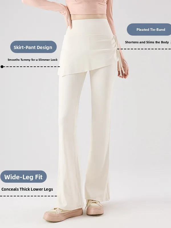 Pantaloni a campana a vita alta Pantaloni anti-esposizione Sport Fitn Danza Yoga Pantaloni gonna Pantaloni lunghi a vita bassa Tessuto in nylon spandex