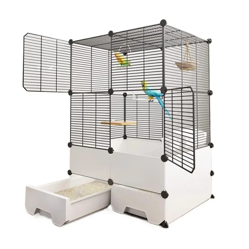 Myna bird cage, budgie, thrush, splash-proof food, household large wrought iron bird cage