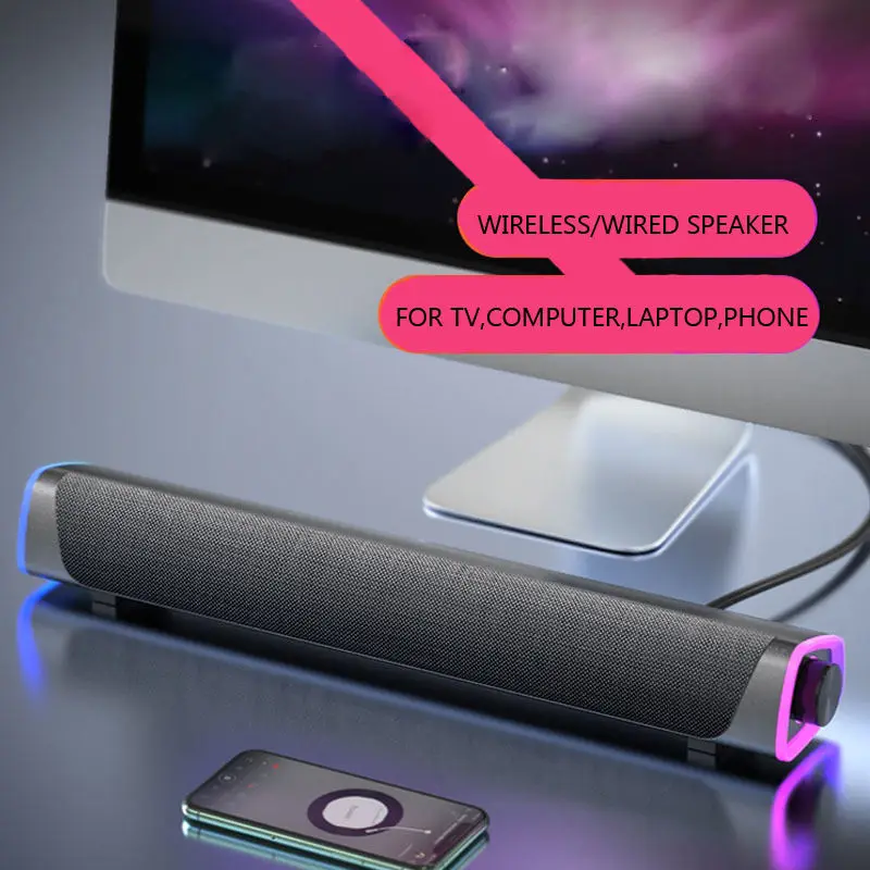3D объемный игровой громкий bluetooth-динамик, Саундбар BT5.0, стерео сабвуфер, двойной звуковой сигнал, беспроводные и проводные компьютерные динамики