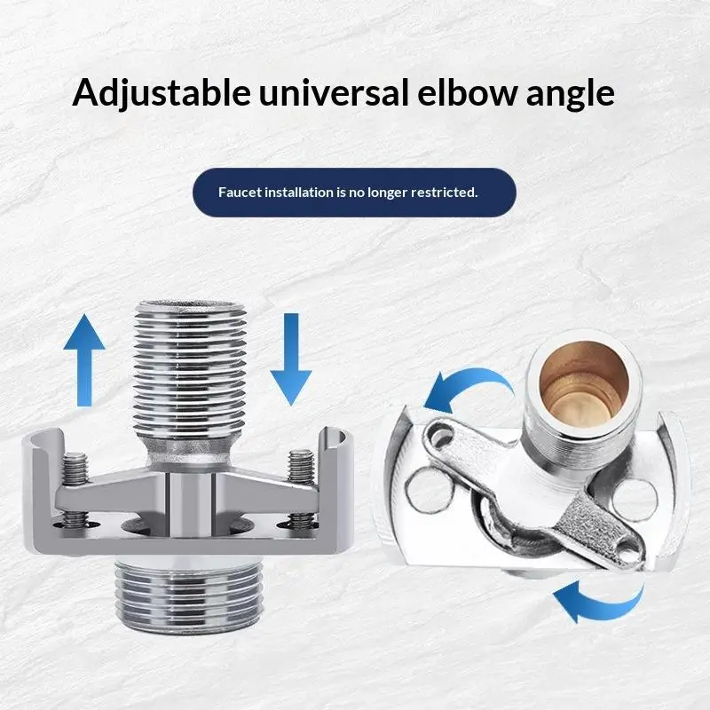 

1pc 40 Degree Stainless Steel Adjustable Faucet Angle Bent Foot Eccentric Screw Angle Faucet Adapter Shower Conversion Corrector