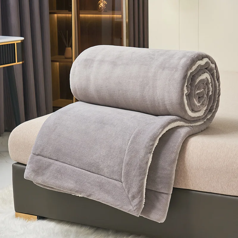 Super Soft Imitation Lambswool Double Queen Blanket - Autumn Winter High Quality Milk Fleece Sofa Throw